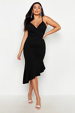 Boohoo Plus Ruffle Midi Dress