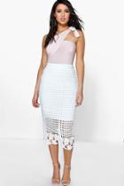 Boohoo Boutique Karina Crochet Lace Pencil Skirt White