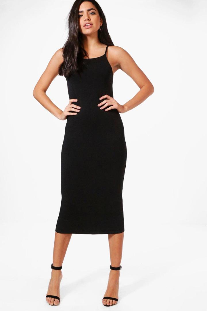 Boohoo Sophie Strappy Bodycon Midaxi Dress Black