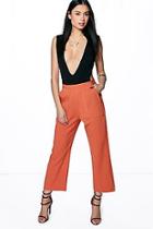 Boohoo Ava Pocket Side Crop Flare Tailored Trousers