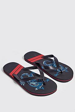 Boohoo Dragon Print Flip Flops