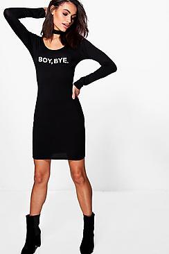 Boohoo Bianca Slogan Bodycon Dress