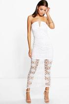 Boohoo Aileen Crochet Lace Bandeau Maxi Dress Ivory