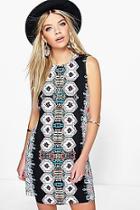 Boohoo Kiara Placement Print Shift Dress