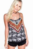 Boohoo Petite Rachel Elephant Print Pom Pom Hem Cami