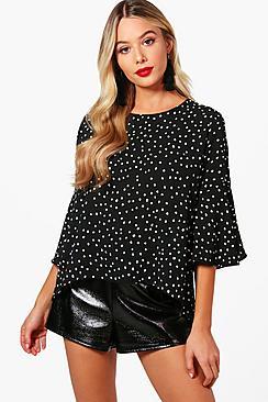 Boohoo Maiya Spot Printed Blouse