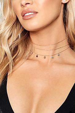Boohoo Hannah Coin Trim Chain Choker 3 Pack