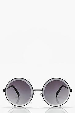 Boohoo Clara Oversized Retro Round Sunglasses
