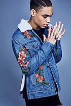 Boohoo Premium Embroidered Borg Lined Denim Jacket