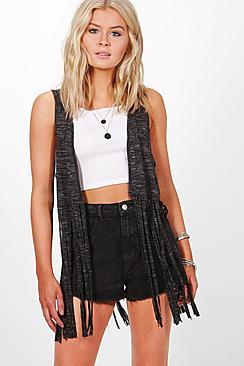 Boohoo Therese Sleeveless Cardi With Tassles