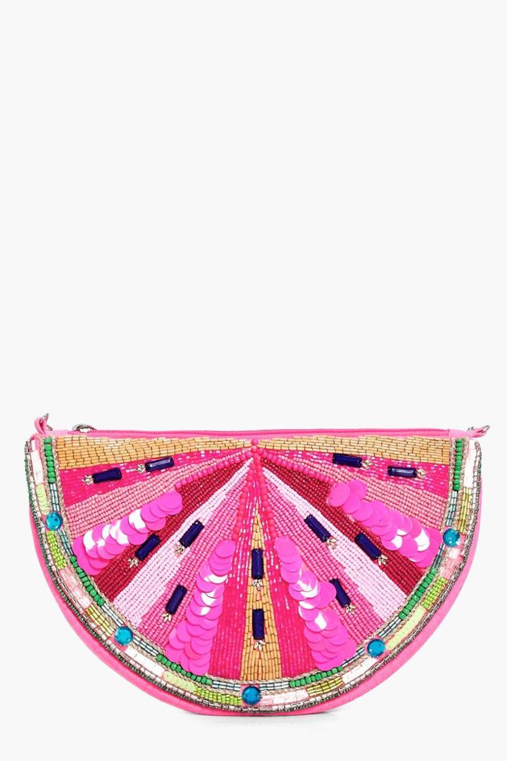 Boohoo Poppy Watermelon Fruit Cross Body Bag Pink