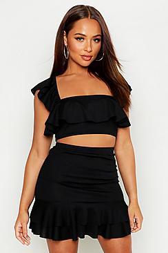 Boohoo Ruffle Strappy Top & Mini Skirt Co-ord