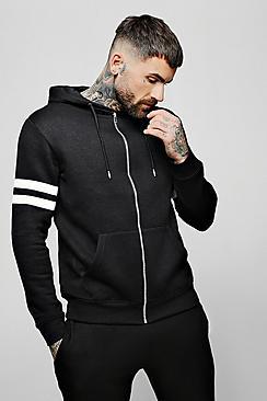 Boohoo Contrast Panel Zip Through Hoodie
