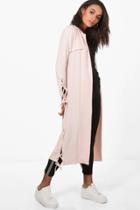 Boohoo Jasmine Lace Up Side Eyelet Duster Nude