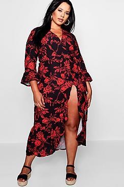 Boohoo Plus Nikki Floral Wrap Maxi Dress