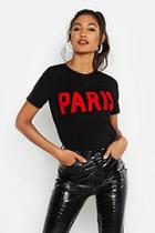 Boohoo Paris Textured Slogan T-shirt
