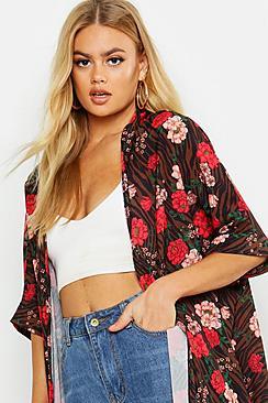 Boohoo Floral Print Midi Kimono