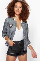 Boohoo Boutique Mya Tiger Embroidered Bomber Grey
