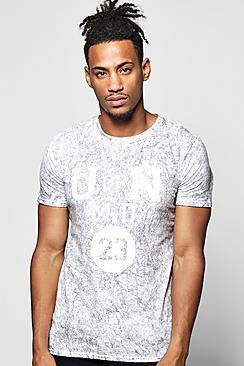 Boohoo Acid Wash T-shirt With College Print