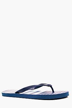 Boohoo Stripe Print Flip Flops
