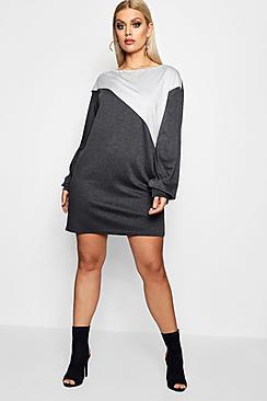 Boohoo Plus Leila Contrast Sweat Dress
