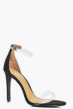 Boohoo Willow Glitter Sole Clear Strap Two Part Sandal