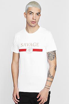 Boohoo Savage Rose Print Crew Neck T-shirt
