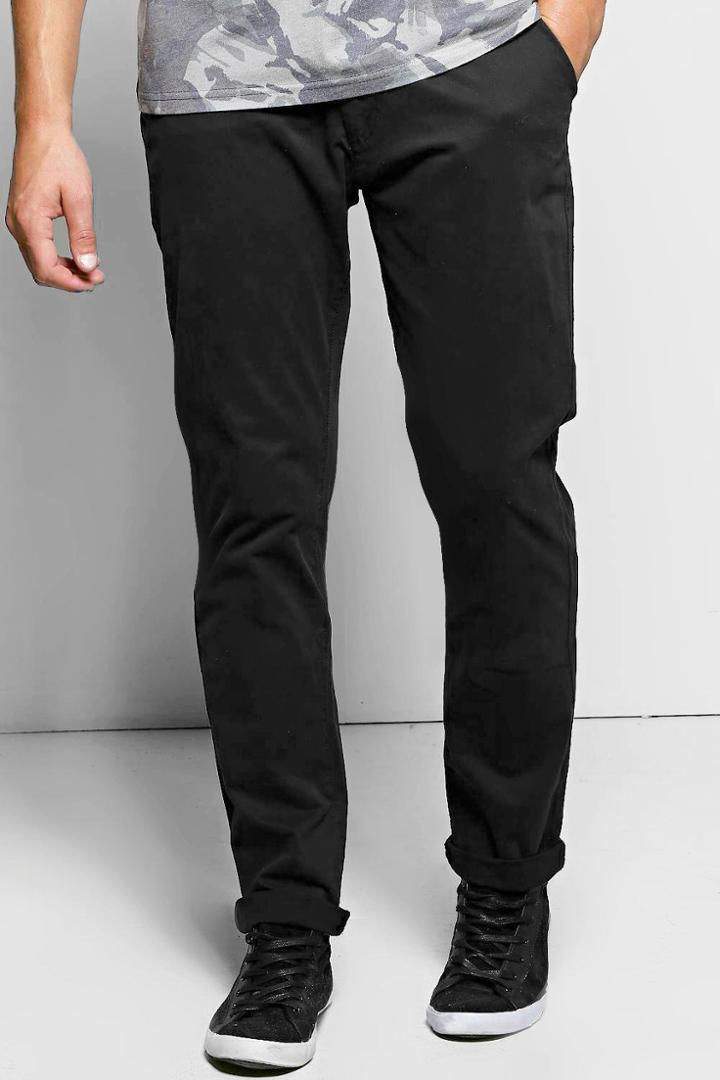 Boohoo Skinny Fit Stretch Chinos Black