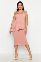 Boohoo Plus One Shoulder Bandeau Peplum Pencil Midi Dress
