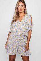 Boohoo Plus Demi Woven Floral Layered Playsuit