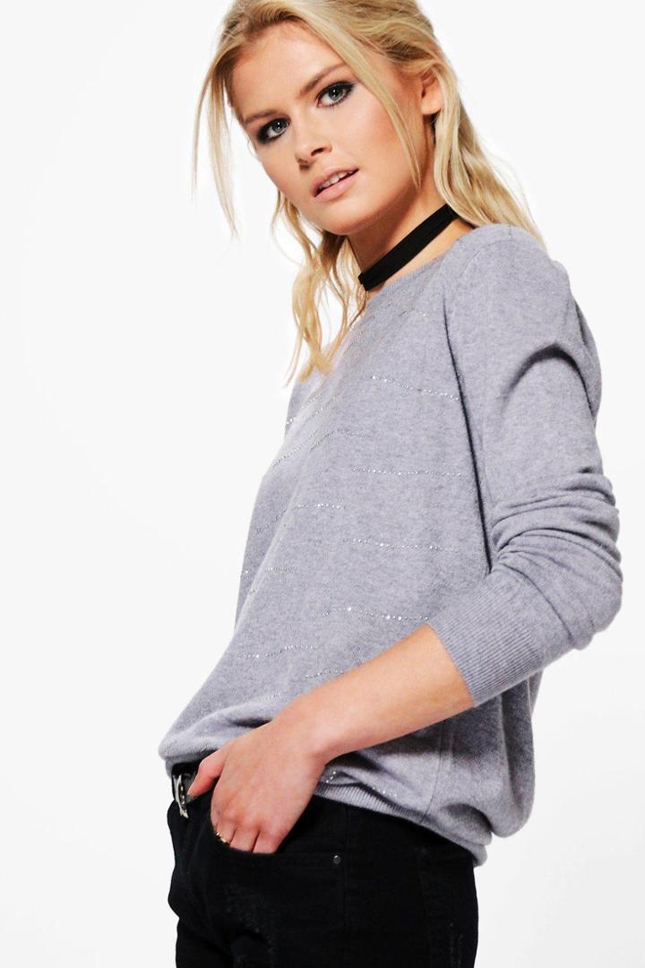 Boohoo Elizabeth Patterned Jumper Grey