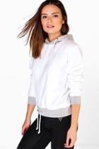 Boohoo Eliza Contrast Hood And Cuff Hoody Grey