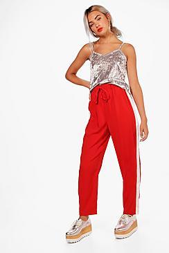 Boohoo Gemma Woven Contrast Panel Tapered Trousers