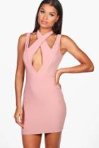 Boohoo Holly Strappy Detail Bodycon Dress Rose