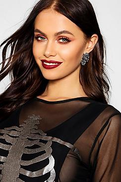 Boohoo Halloween Skeleton Hand Stud Drop Earrings