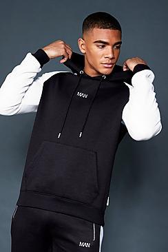 Boohoo Contrast Raglan Fleece Man Hoodie