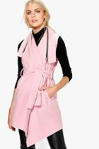 Boohoo Annabelle Sleeveless Coat With Zip Pink