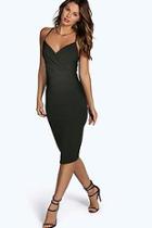 Boohoo Trim Wrap Front Midi Dress