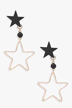 Boohoo Rosie Double Star Stud Drop Earrings