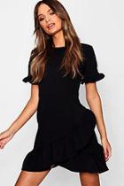 Boohoo Asymmetric Ruffle Hem Shift Dress