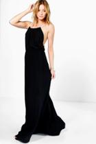 Boohoo Bethany Rope Tie Maxi Dress Black