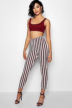 Boohoo Perrie Highwaist Stripe Crepe Leggings