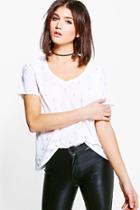Boohoo Nora Burnout Foil Print Pineapple T-shirt White