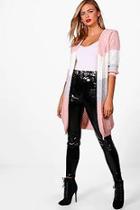 Boohoo Emily Stripe Knitted Hood Cardigan