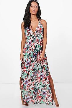 Boohoo Sasha Tropical Floral Maxi Beach Dress