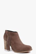 Boohoo Boutique Freya Fringe Trim Suede Ankle Boot