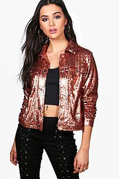 Boohoo Juliet Sequin Trucker Jacket