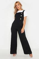 Boohoo Plus Button Side Pinafore Tailored Jumpsuit