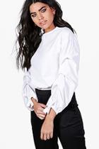 Boohoo Tara Gathered Sleeve Shirt Top