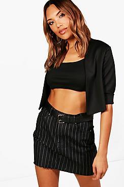 Boohoo Tamzin Crop Scuba Edge To Edge Blazer